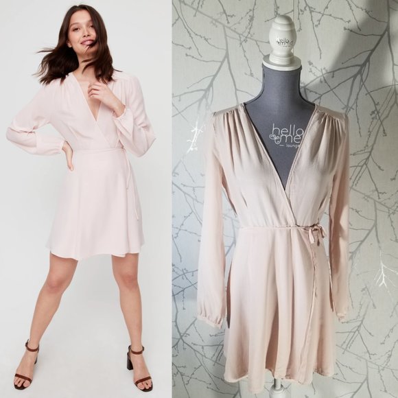 Aritzia Dresses & Skirts - Wilfred Blush Pink 100% Silk Diane Wrap Dress